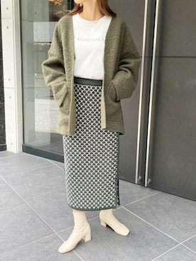 「ワントーンコーデ」｜「アイテム（ノーカラージャケット）」を使った、StyleSeaさん（レディース・163cm）の秋コーディネート