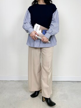 「ファッションの力を信じよう」｜「アイテム（スラックス）」を使った、StyleSeaさん（レディース・163cm）の秋コーディネート