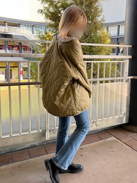 「アイテム（ノーカラージャケット、グリーン系）」を使った、StyleSeaさん（レディース・158cm）の秋コーディネート