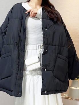 「ノーカラージャケット」｜「アイテム（ダウンジャケット/コート）」を使った、StyleSeaさん（レディース・157cm）の秋コーディネート