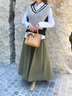 「スカートコーデ」｜「アイテム（ベスト）」を使った、StyleSeaさん（レディース・163cm）の夏コーディネート