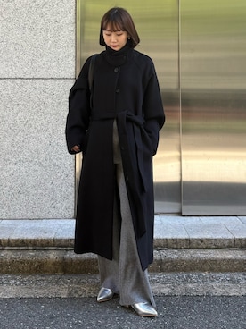 「アイテム（ステンカラーコート）」を使った、moekaさん（レディース・156cm）の秋コーディネート