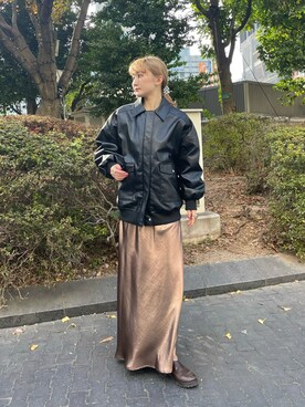 「Lui's（ルイス）のアイテム（ブルゾン）」を使った、moekaさん（レディース・156cm）の秋コーディネート