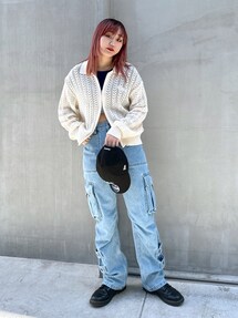 X-girl（エックスガール）の「CROCHET DOUBLE ZIP CARDIGAN