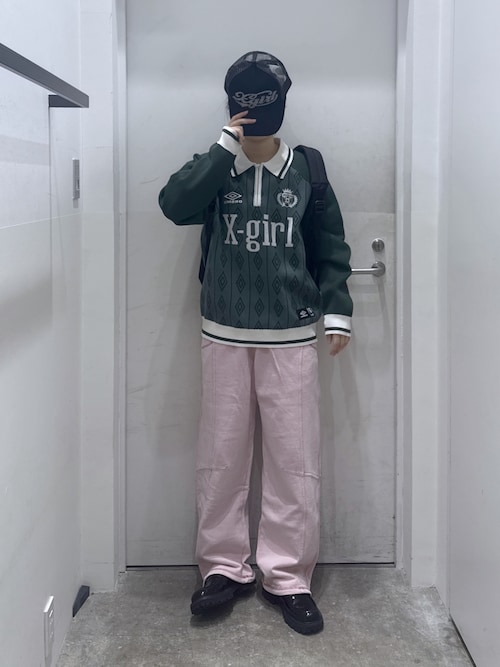 X-girl x UMBRO HALF ZIP JACQUARD KNIT TOP（ニット/セーター