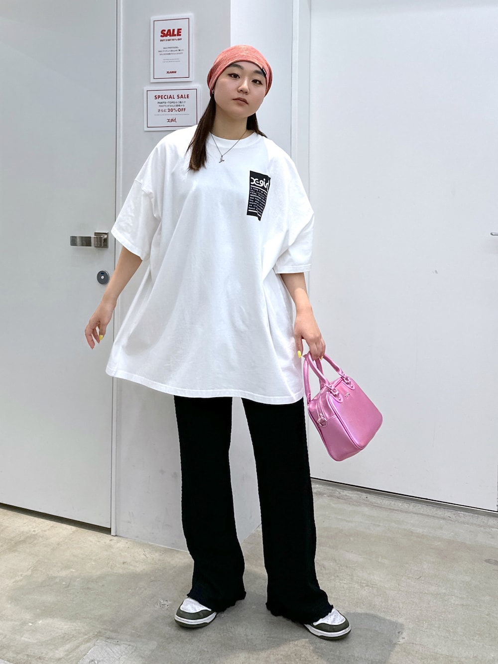 X-girl（エックスガール）の「WORDS FACE S/S BIG TEE DRESS