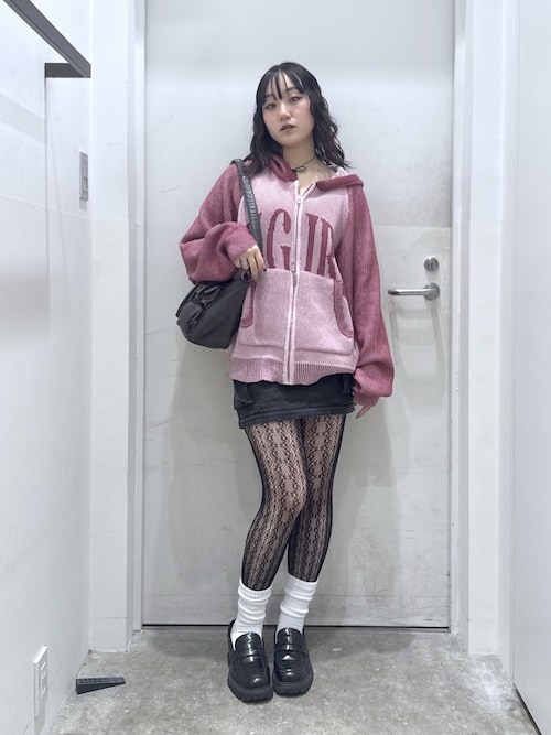 X-girl（エックスガール） ニット セーター LOGO JACQUARD ZIP UP KNIT