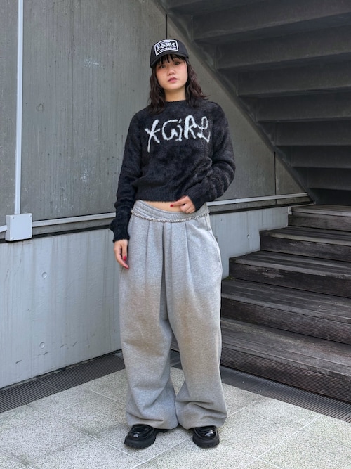 セール】LOGO JACQUARD SHAGGY KNIT TOP（ニット/セーター）｜X-girl