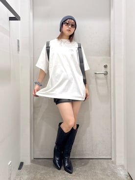 「ドレス」｜「アイテム（ニットキャップ/ビーニー）」を使った、mimif2001さん（レディース・162cm）の夏コーディネート