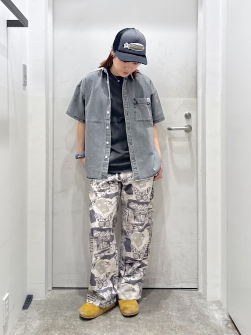 FACE LABEL LIGHT DENIM S/S SHIRT（シャツ/ブラウス）｜X-girl