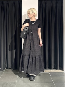 「PAGEBOY（ページボーイ）のトライアングルBAG（トートバッグ、ブラック系）」を使った、・あさせ・さん（レディース・160cm）の春コーディネート