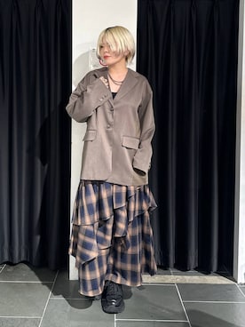 「PAGEBOY（ページボーイ）の【セットアップ対応】チェックMIXジャケット 《2サイズ展開》（テーラードジャケット）」を使った、・あさせ・さん（レディース・160cm）の秋コーディネート