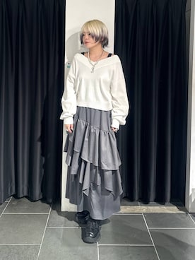 「PAGEBOY（ページボーイ）の【選べる着丈/前後2WAY/マシンウォッシャブル】マルチWAYネックプルオーバー/ニット（ニット/セーター）」を使った、・あさせ・さん（レディース・160cm）の秋コーディネート