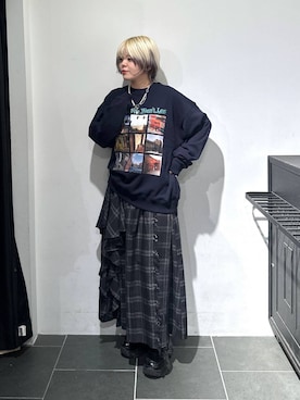 「PAGEBOY（ページボーイ）のラインフリンジティアードスカート/フリルスカート【ウエストゴム・ストレスフリー】（スカート）」を使った、・あさせ・さん（レディース・160cm）の秋コーディネート