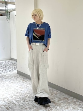 「PAGEBOY（ページボーイ）のプラットチャンキースニーカー（スニーカー、ブラック系）」を使った、・あさせ・さん（レディース・160cm）の春コーディネート