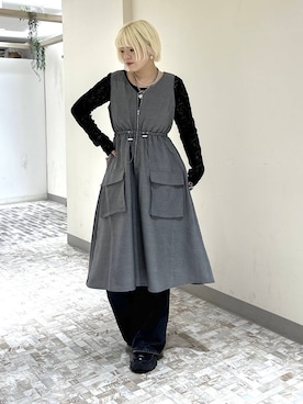 「PAGEBOY（ページボーイ）のプラットチャンキースニーカー（スニーカー、ブラック系）」を使った、・あさせ・さん（レディース・160cm）の春コーディネート