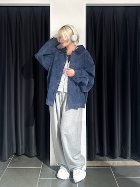 「PBLIM（ページボーイリム）の《UNISEX》ソフトスウェードブルゾン（ブルゾン）」を使った、・あさせ・さん（レディース・160cm）の秋コーディネート