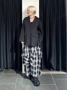 「PAGEBOY（ページボーイ）の【セットアップ対応】チェックMIXジャケット 《2サイズ展開》（テーラードジャケット）」を使った、・あさせ・さん（レディース・160cm）の秋コーディネート