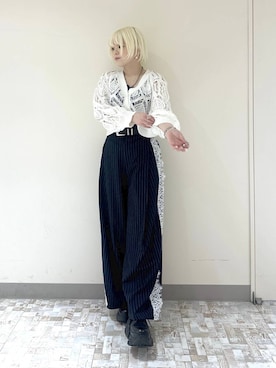 「PAGEBOY（ページボーイ）のモードバックルベルト3（ベルト、ブラック系）」を使った、・あさせ・さん（レディース・160cm）の夏コーディネート