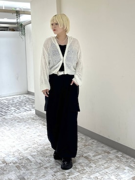 「PAGEBOY（ページボーイ）のプラットチャンキースニーカー（スニーカー、ブラック系）」を使った、・あさせ・さん（レディース・160cm）の春コーディネート
