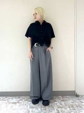 「PAGEBOY（ページボーイ）のプラットチャンキースニーカー（スニーカー、ブラック系）」を使った、・あさせ・さん（レディース・160cm）の夏コーディネート