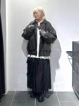 「PAGEBOY（ページボーイ）のラインフリンジティアードスカート/フリルスカート【ウエストゴム・ストレスフリー】（スカート）」を使った、・あさせ・さん（レディース・160cm）の秋コーディネート