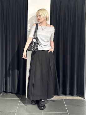 「PAGEBOY（ページボーイ）の≪S/M/Lの3サイズ展開≫ モードバックルスポサン（サンダル、ブラック系）」を使った、・あさせ・さん（レディース・160cm）の春コーディネート