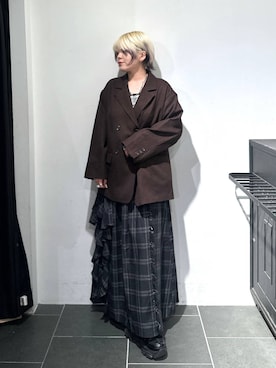 「PAGEBOY（ページボーイ）のラインフリンジティアードスカート/フリルスカート【ウエストゴム・ストレスフリー】（スカート）」を使った、・あさせ・さん（レディース・160cm）の秋コーディネート