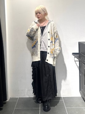 「PAGEBOY（ページボーイ）のラインフリンジティアードスカート/フリルスカート【ウエストゴム・ストレスフリー】（スカート）」を使った、・あさせ・さん（レディース・160cm）の秋コーディネート