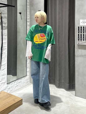 「PBLIM（ページボーイリム）のPBLIM / ゴールドCRT（Tシャツ/カットソー）」を使った、・あさせ・さん（レディース・160cm）の春コーディネート