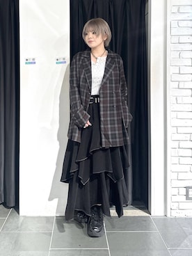 「PAGEBOY（ページボーイ）のハイショクステッチイレヘムスカート【ウエストゴム/ストレスフリー/裏地付き】（スカート、ブラック系）」を使った、・あさせ・さん（レディース・160cm）の夏コーディネート