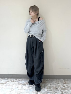 「PAGEBOY（ページボーイ）のヴィンテージバックルベルト2（ベルト）」を使った、・あさせ・さん（レディース・160cm）の秋コーディネート