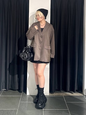 「PAGEBOY（ページボーイ）の【セットアップ対応】チェックMIXジャケット 《2サイズ展開》（テーラードジャケット）」を使った、・あさせ・さん（レディース・160cm）の秋コーディネート