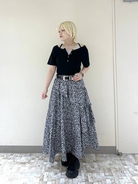 「PAGEBOY（ページボーイ）のハイショクステッチフリルスカート（スカート、その他）」を使った、・あさせ・さん（レディース・160cm）の夏コーディネート