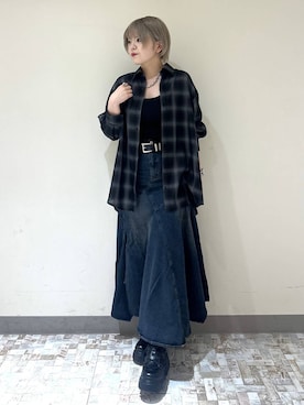 「PAGEBOY（ページボーイ）のアイテム（デニムスカート）」を使った、・あさせ・さん（レディース・160cm）の秋コーディネート