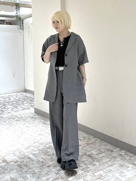 「PAGEBOY（ページボーイ）のモードバックルベルト3（ベルト、ホワイト系）」を使った、・あさせ・さん（レディース・160cm）の春コーディネート