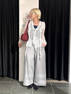 「PAGEBOY（ページボーイ）のサイドタックルーズウラケパンツ/イージーパンツ【4color・2size】（スウェットパンツ）」を使った、・あさせ・さん（レディース・160cm）の夏コーディネート