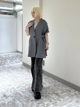 「PAGEBOY（ページボーイ）のスリムレッグフレアデニム【4color/4size】（デニムパンツ、ブラック系）」を使った、・あさせ・さん（レディース・160cm）の春コーディネート