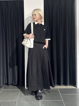 「PAGEBOY（ページボーイ）の≪S/M/Lの3サイズ展開≫ モードバックルスポサン（サンダル、ブラック系）」を使った、・あさせ・さん（レディース・160cm）の春コーディネート