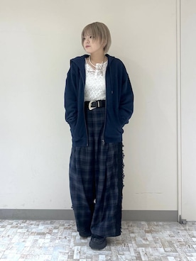 「PAGEBOY（ページボーイ）のヴィンテージバックルベルト2（ベルト）」を使った、・あさせ・さん（レディース・160cm）の秋コーディネート