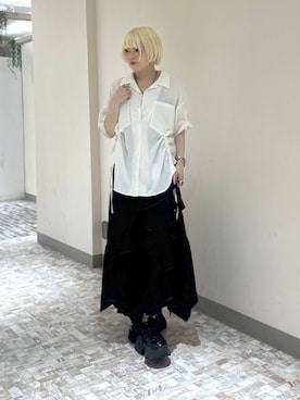 「PAGEBOY（ページボーイ）のプラットチャンキースニーカー（スニーカー、ブラック系）」を使った、・あさせ・さん（レディース・160cm）の春コーディネート