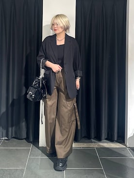 「PAGEBOY（ページボーイ）の【セットアップ対応】チェックMIXジャケット 《2サイズ展開》（テーラードジャケット）」を使った、・あさせ・さん（レディース・160cm）の秋コーディネート