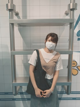 「アイテム（アナログ腕時計、ピンク系）」を使った、gugukooʕ •ᴥ•ʔさん（レディース・165cm）の春コーディネート