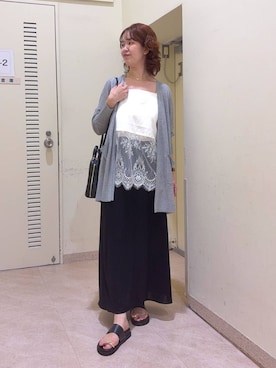 「Beau're（ヴュレ）のBARNYARDSTORM / Beau're(ヴュレ)別注 / レザーショルダーBAG（ショルダーバッグ、ブラック系）」を使った、チーさん（レディース・172cm）の夏コーディネート