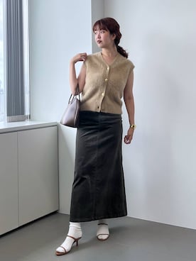 「アイテム（ベスト）」を使った、チーさん（レディース・172cm）の夏コーディネート