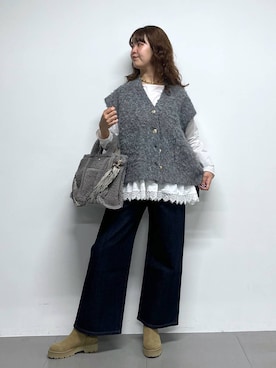 「BARNYARDSTORM（バンヤードストーム）のBARNYARDSTORM / 裾フリルブラウス / ハンドウォッシャブル 【YouTube「i.style closet」紹介アイテム】（シャツ/ブラウス）」を使った、チーさん（レディース・172cm）の秋コーディネート