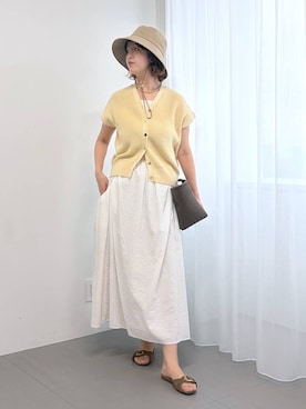 「BARNYARDSTORM（バンヤードストーム）のBARNYARDSTORM / サテンキャミソール / マシンウォッシャブル 【「BABALOG」チャンネルご紹介アイテム】（キャミソール、ホワイト系）」を使った、チーさん（レディース・172cm）の春コーディネート