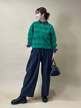 「アイテム（ボストンバッグ）」を使った、チーさん（レディース・172cm）の秋コーディネート