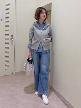 「BARNYARDSTORM（バンヤードストーム）のBARNYARDSTORM /  キレイめハンドルトート（トートバッグ、ホワイト系）」を使った、チーさん（レディース・172cm）の冬コーディネート