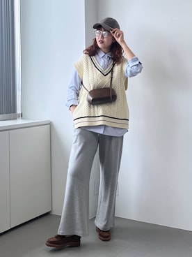 「アイテム（ベスト）」を使った、チーさん（レディース・172cm）の夏コーディネート
